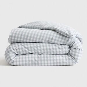 Quince Light Gray and White Gingham Duvet Cover